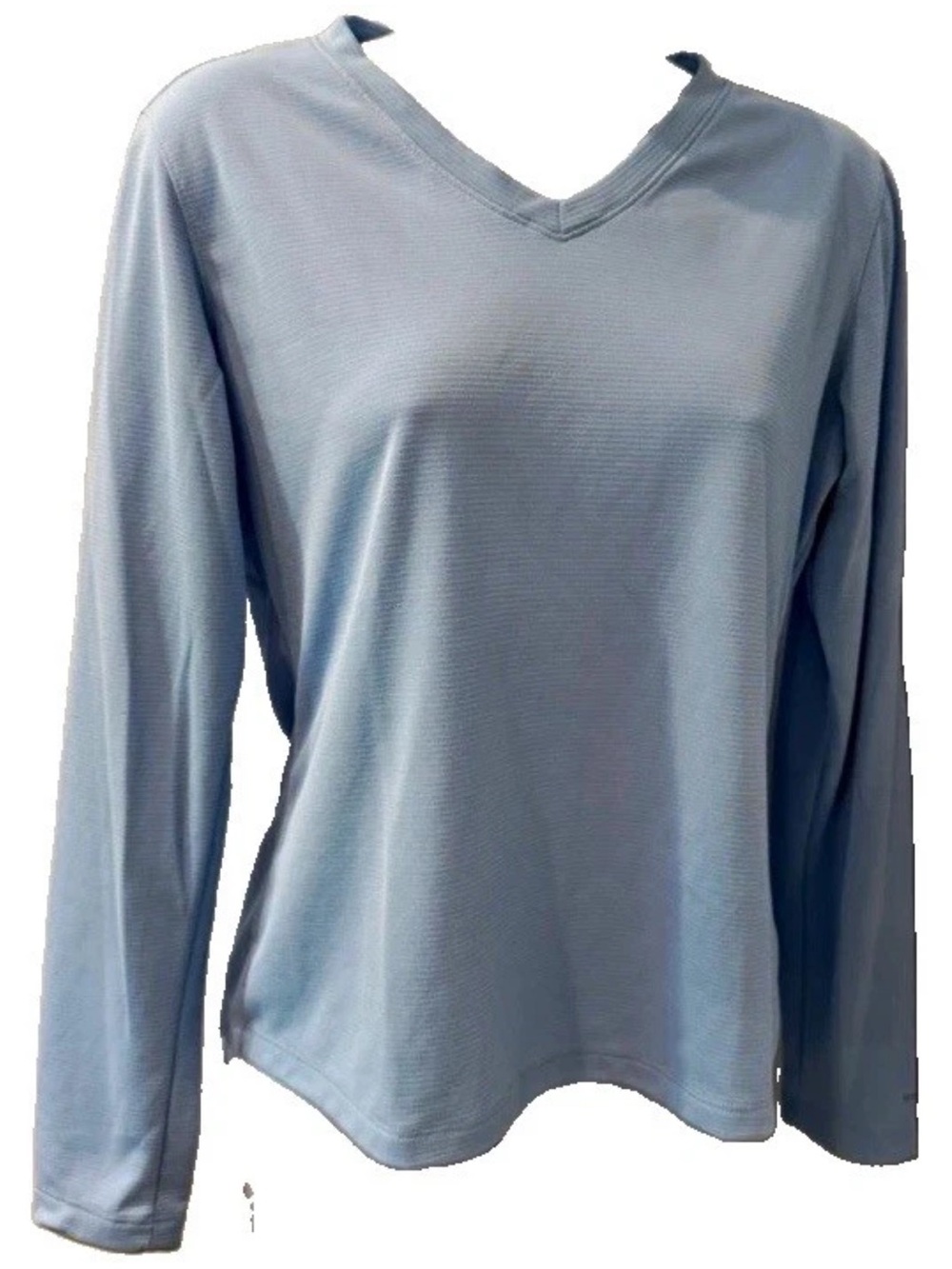 Columbia V‑Neck Long Sleeve Tee — Light Blue small